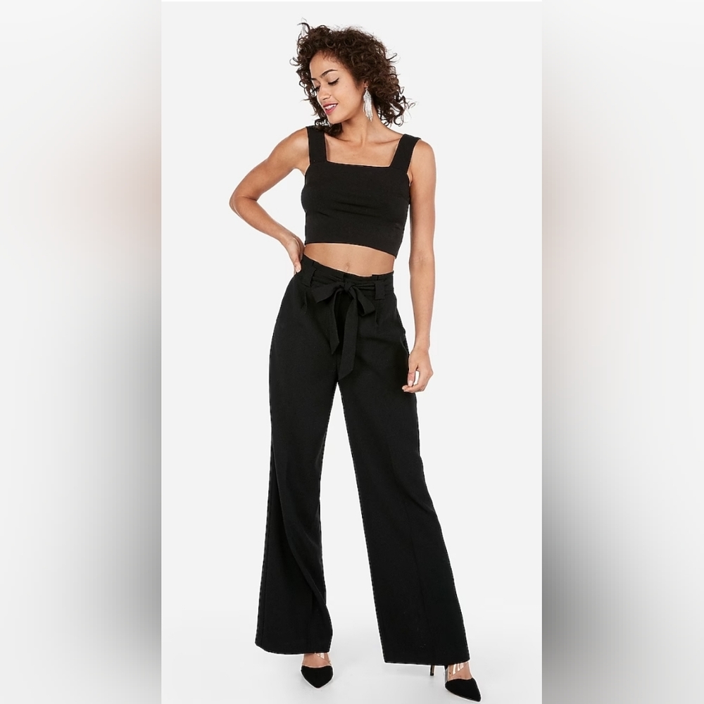 Express High Waisted Paperbag Wide Leg Pant